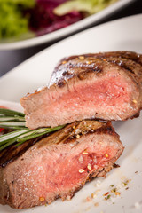 Succulent medium rare beef steak