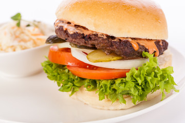 Cheeseburger with cole slaw