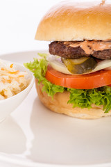 Cheeseburger with cole slaw