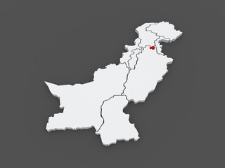 Map of Federal Capital Territory Islamabad. Pakistan.