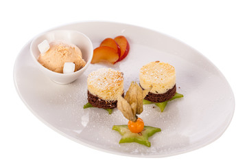 Gourmet coffee blanc mange with gooseberry