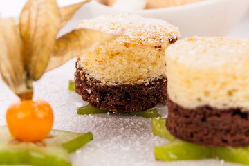 Gourmet coffee blanc mange with gooseberry