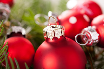 Pretty red polka dot Christmas bauble