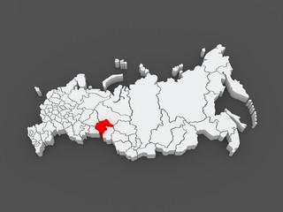 Map of the Russian Federation. Tyumen region.