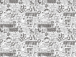 Fototapeta premium doodle internet web seamless pattern