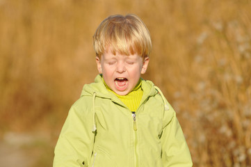 Crying boy portrait