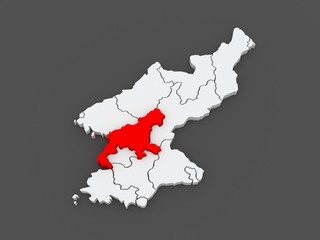 Map of Pyongan. North Korea.
