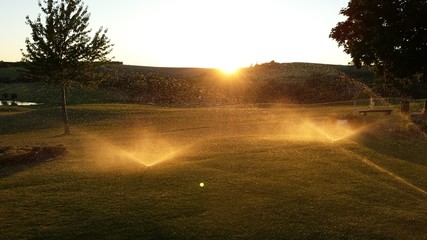 Water irrigation at golf course