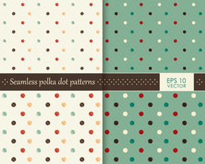 Set of seamless colorful polka dot patterns © wenani