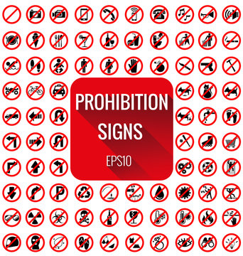 Prohibition signs vecter set