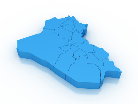 3d map Iraq with regions