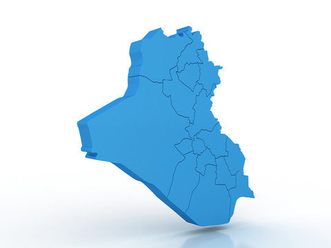 3d rendering of Iraq map on a white background