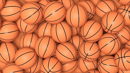 Obraz premium Many basketball balls in pile background
