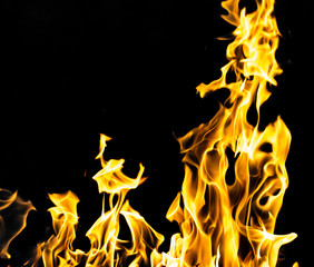 flame fire on black background