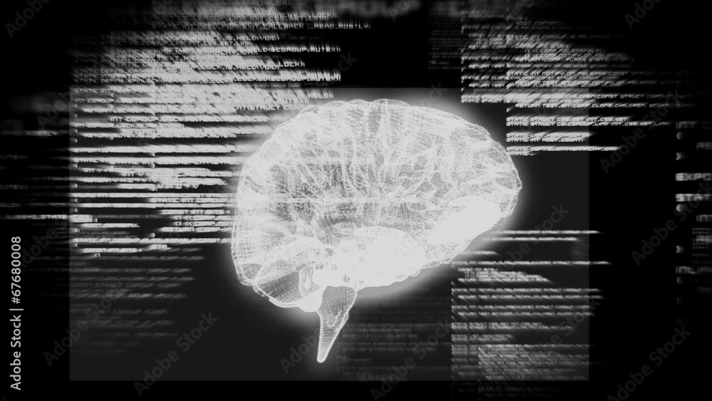 Aufkleber revolving brain graphic with interface animation