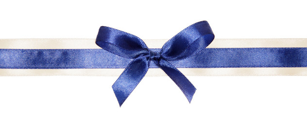 Blue ribbon with bow
