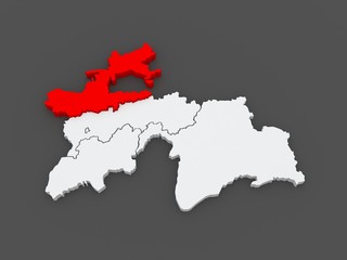 Map of Sughd region. Tajikistan.