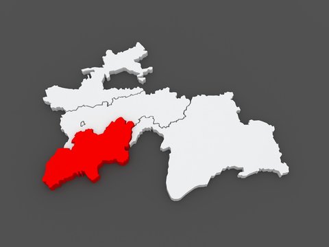 Map of Khatlon. Tajikistan.