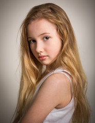 Beautiful young shy blond girl