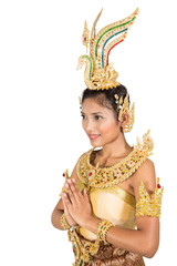 Thai dancer with traditional greeting