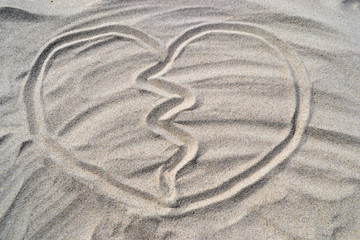 Fototapeta na wymiar Gebrochenes Herz im Sand