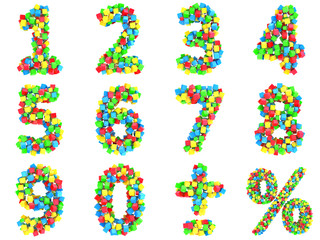 Numerical symbol of colorful cubes
