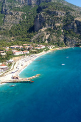 Fototapeta premium Top view on beautiful resort taken during aerial sport fly