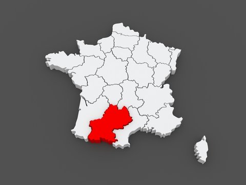 Map of South - Pyrenees. France.