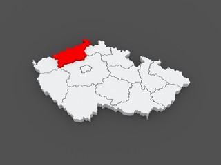 Map of Usti region. Czech Republic.