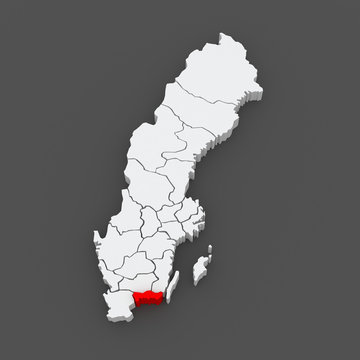 Map of Blekinge. Sweden.