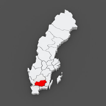Map of Vaxjo. Sweden.
