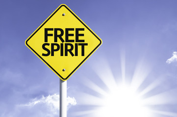 Free Spirit road sign with sun background