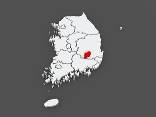 Map of Daegu. South Korea.