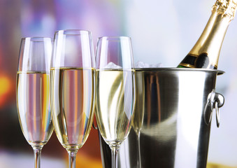 Champagne in glasses in restaurant