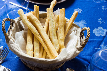 basket of homemade breadsticks