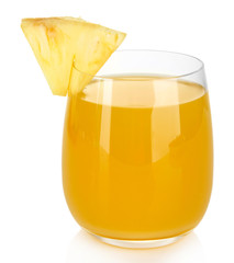 Delicious pineapple juice isolated on white