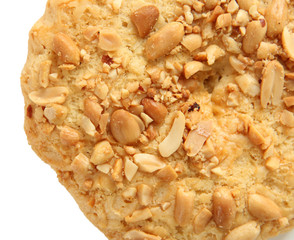 Homemade cookie with peanuts, isolated on white