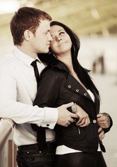 Happy young couple in love outdoor