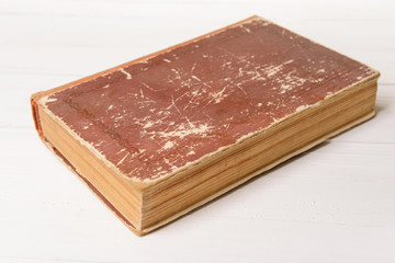 Old book on table close-up