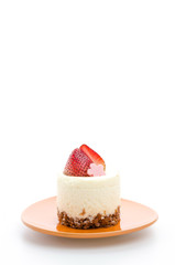 Strawberry cheesecake isolated on white background