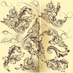 Collection of vector calligraphic swirls