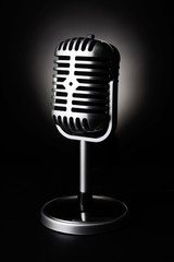 Vintage microphone isolated on black