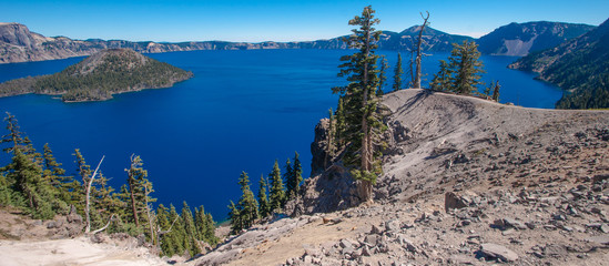 Panoramic Image of Crater Lake in Oregon