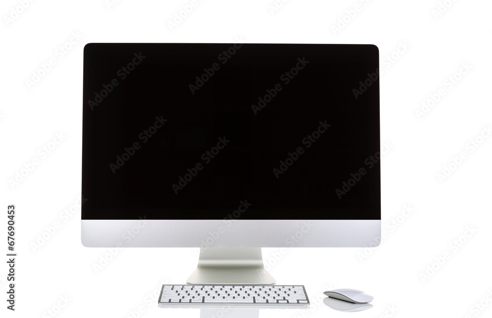 Poster computer display isolated on white background