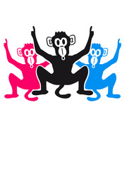 3 lustige Party feier Affen Freunde Team