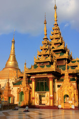 Temples of Shwedagon Pagoda complex, Yangon, Myanmar