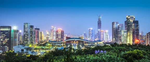 Afwasbaar Fotobehang China Panorama van het Shenzhen, China Civic Center