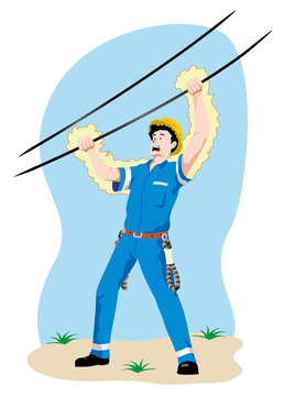 Individual employee being electrocuted