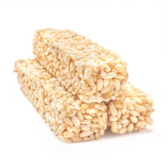 Puffed rice crispies isolated on white