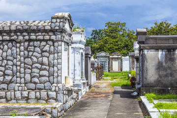 Fototapeta na wymiar Lafayette cemetery in New Orleans with historic Grave Stones